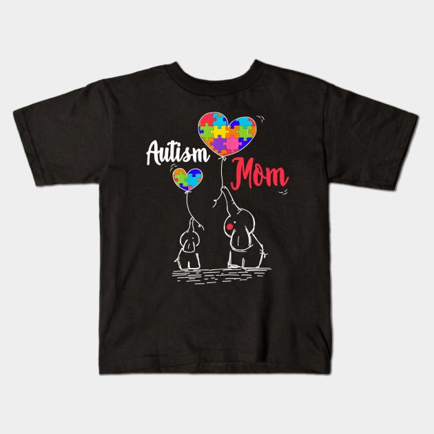 Womens Autism Awareness Day T Shirt Women Elephant Mom Gifts Tee Kids T-Shirt by craiglimu